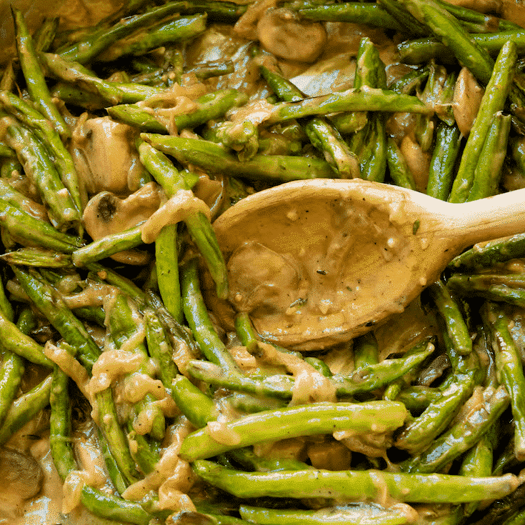 Healthy Roasted Creamy Green Bean Casserole