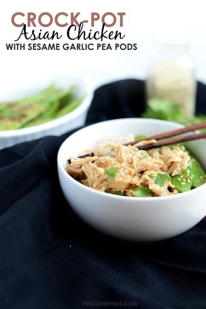 Crock-Pot Asian Chicken with Stir Fried Sesame Pea Pods #crockpot #onepot