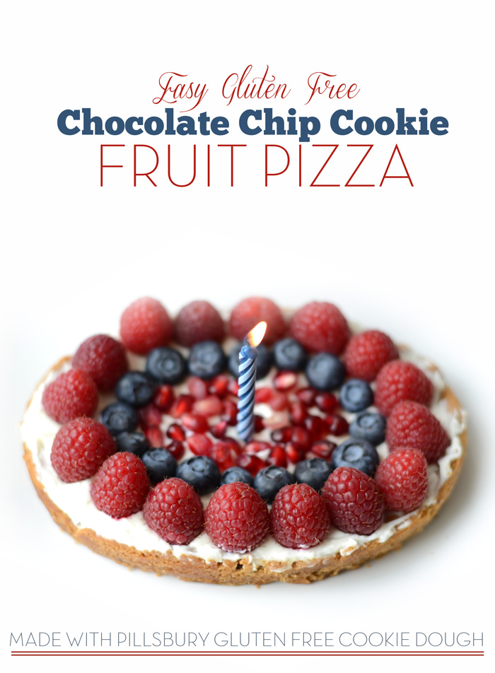 Gluten Free Chocolate Chip Cookie Fruit Pizza