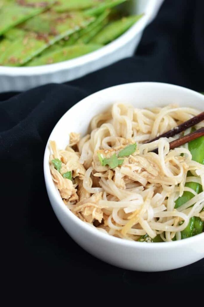 Crock-Pot Asian Chicken with Stir Fried Sesame Pea Pods #crockpot #onepot