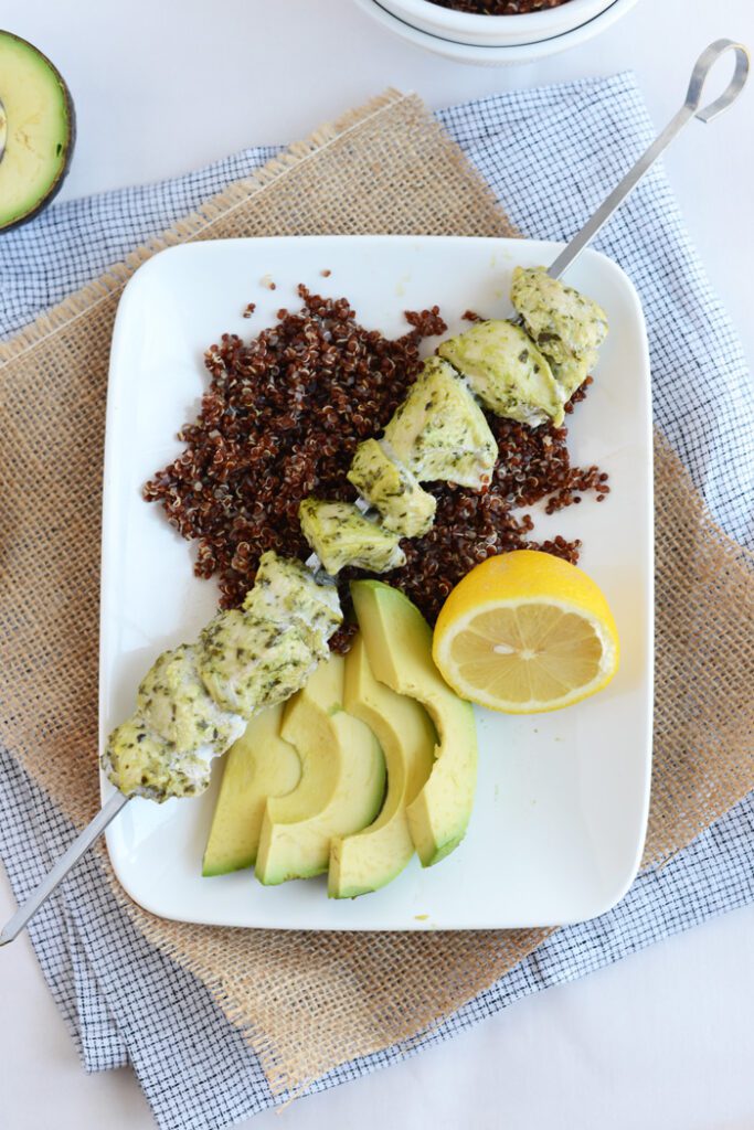 2-Ingredient Pesto Chicken Skewers