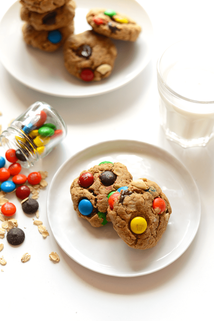 These monster cookies are made with 100% whole grains and naturally sweetened with coconut sugar for a lightened up version of a classic favorite!