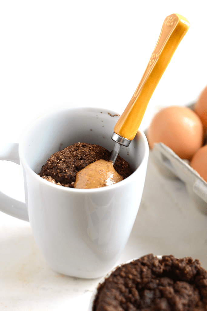 Whip up this easy coconut flour mug cake for dessert in just a couple of minutes. It's paleo, grain-free, and refined sugar-free! 