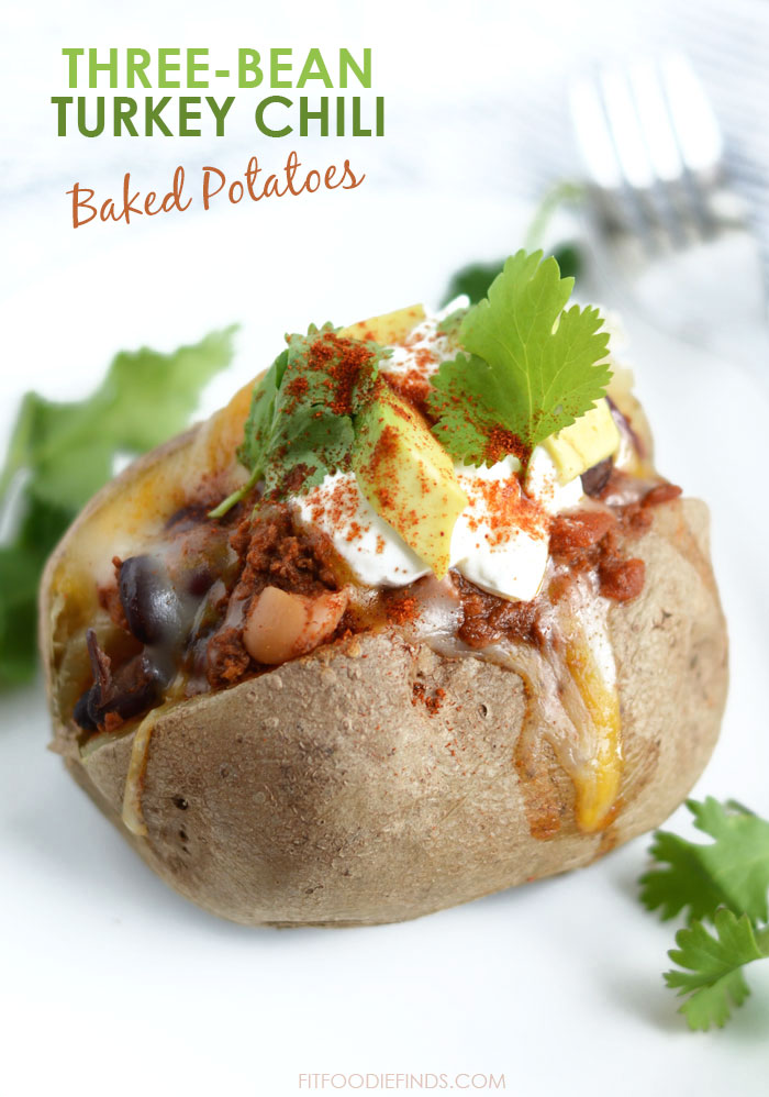 Crock-Pot Three Bean Chili Baked Potatoes