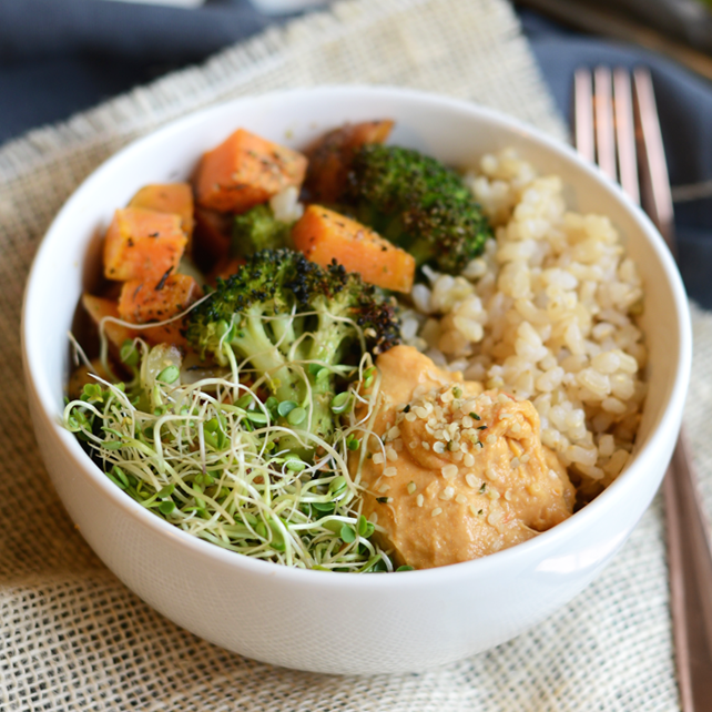 Vegetarian Brown Rice Bowl + Blog Post Schedule Organization