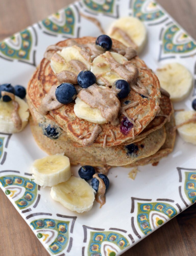 Blueberry Banana Whole Wheat Pancakes
