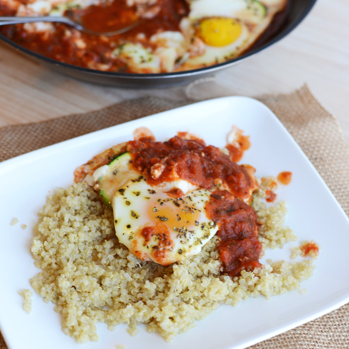 Upside-Down Zucchini Quinoa Lasagna with Baked Eggs