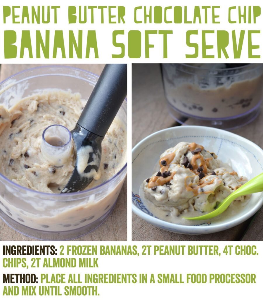 Peanut Butter Chocolate Chip Banana Soft Serve