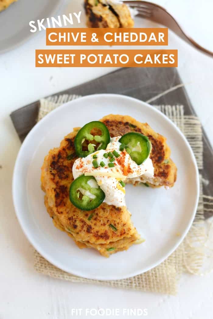 Skinny Chive and Cheddar Sweet Potato Cakes