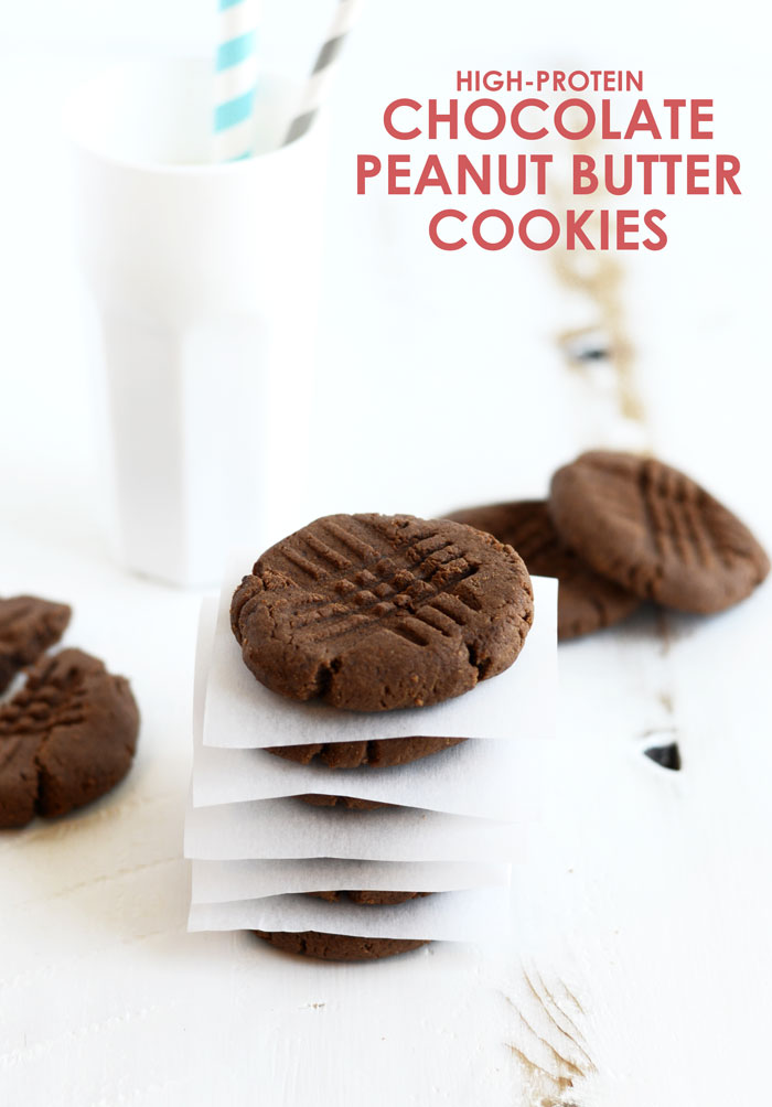 High-Protein Chocolate Peanut Butter Cookies #recipe #healthy #proteinpowder