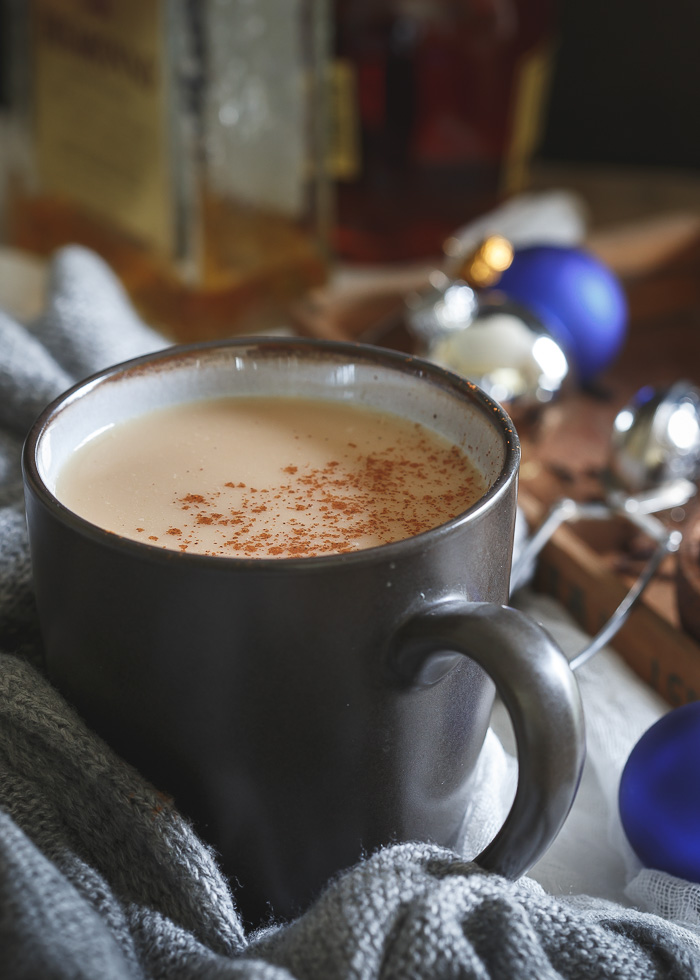 This coconut chai hot toddy is made with a generous splash of dark rum, spices and creamy coconut milk for the perfect cozy holiday drink.