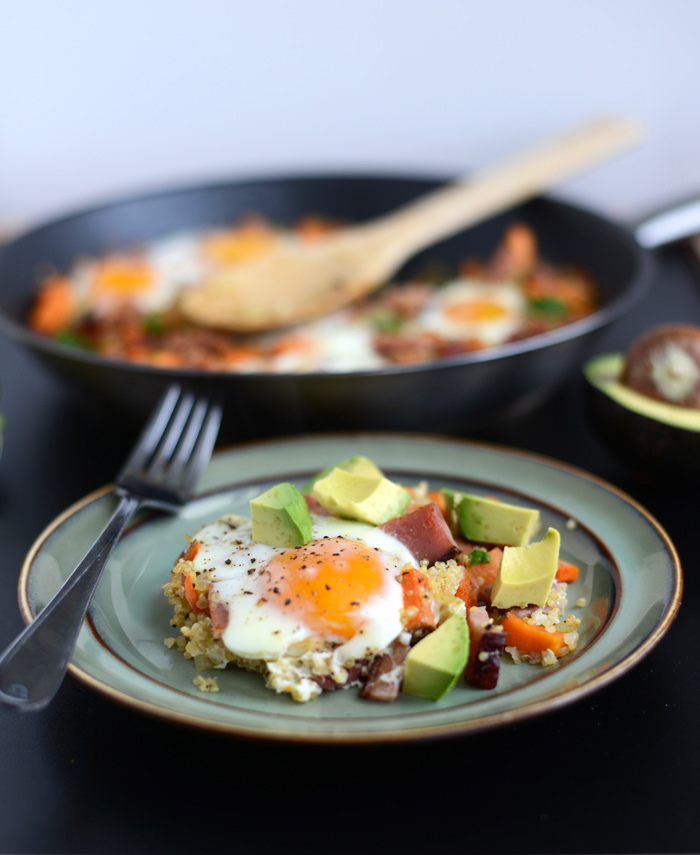 Ham n' Quinoa Hash with Baked Eggs