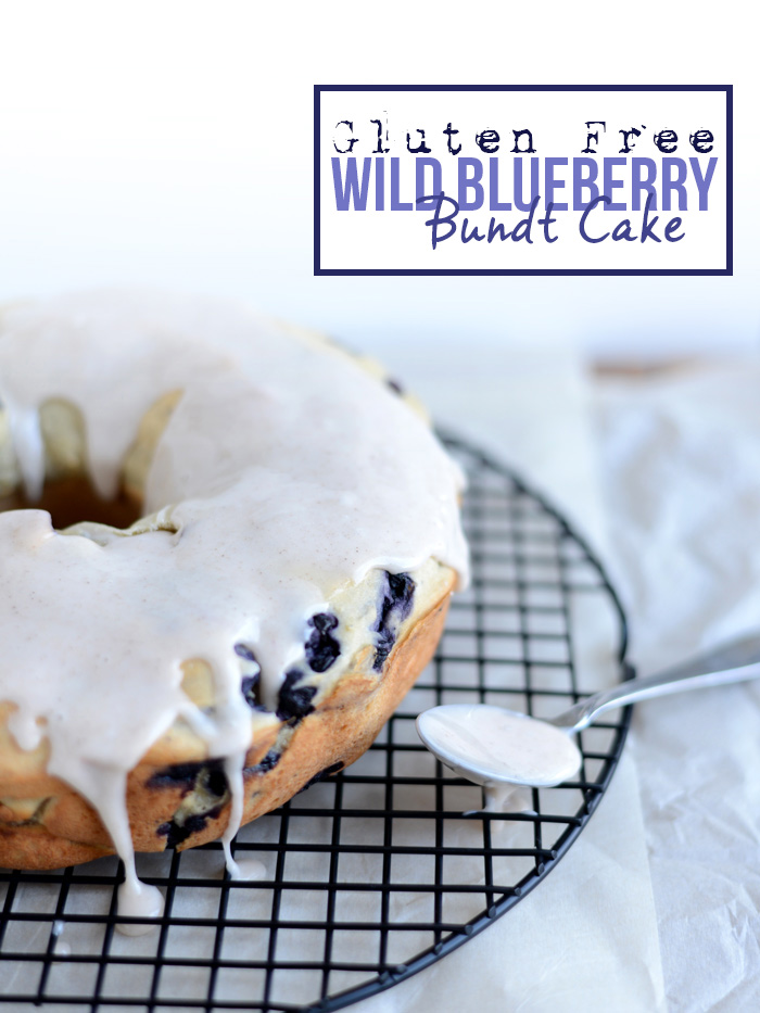 Gluten Free Wild Blueberry Bundt Cake with Almond Cinnamon Glaze