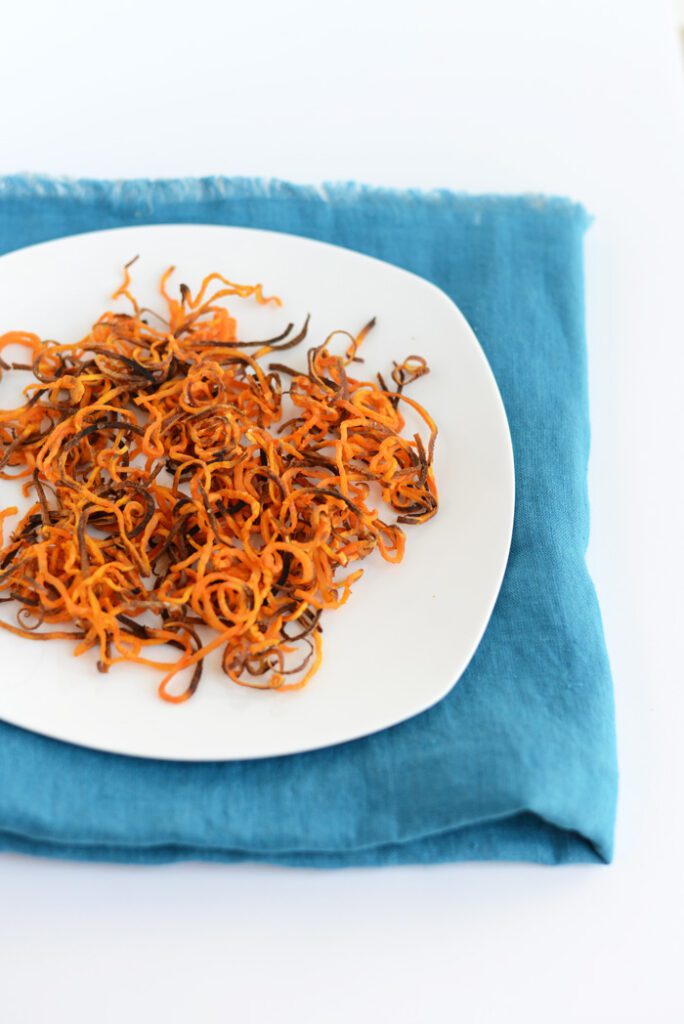 Shoestring Sweet Potatoes with Sea Salt and Fried Eggs #recipe #healthy