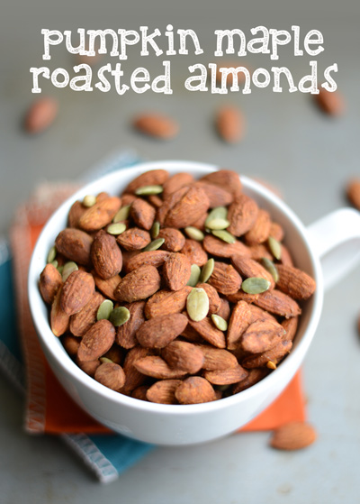 Pumpkin Maple Roasted Almonds #healthy #recipe