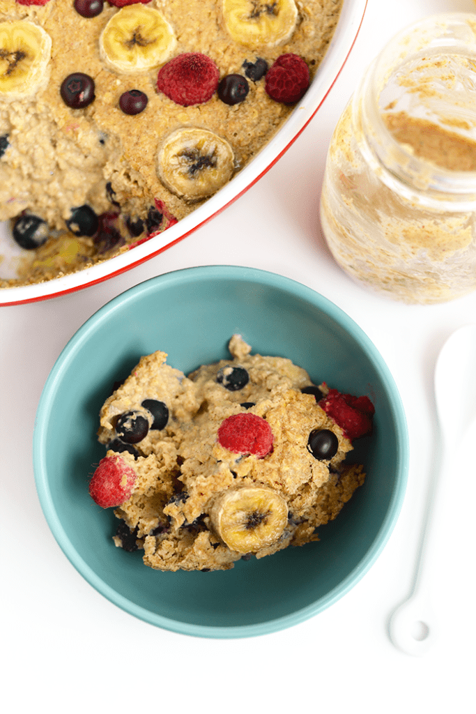 Spruce up your breakfast with this Banana Berry Baked Oatmeal. It's slow cooked in the oven and packed with flavor from fruit and a touch of honey!