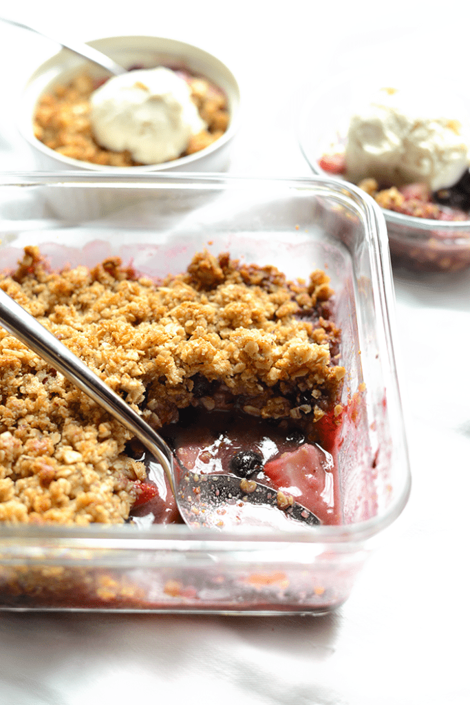 Pick up some fresh berries and make this delicious healthy berry crisp that’s made with real food, 100% whole grains, and tons of flavor!