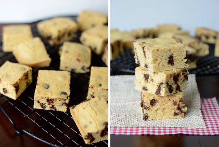 Healthier Chocolate Chip Blondies (Gluten-Free)