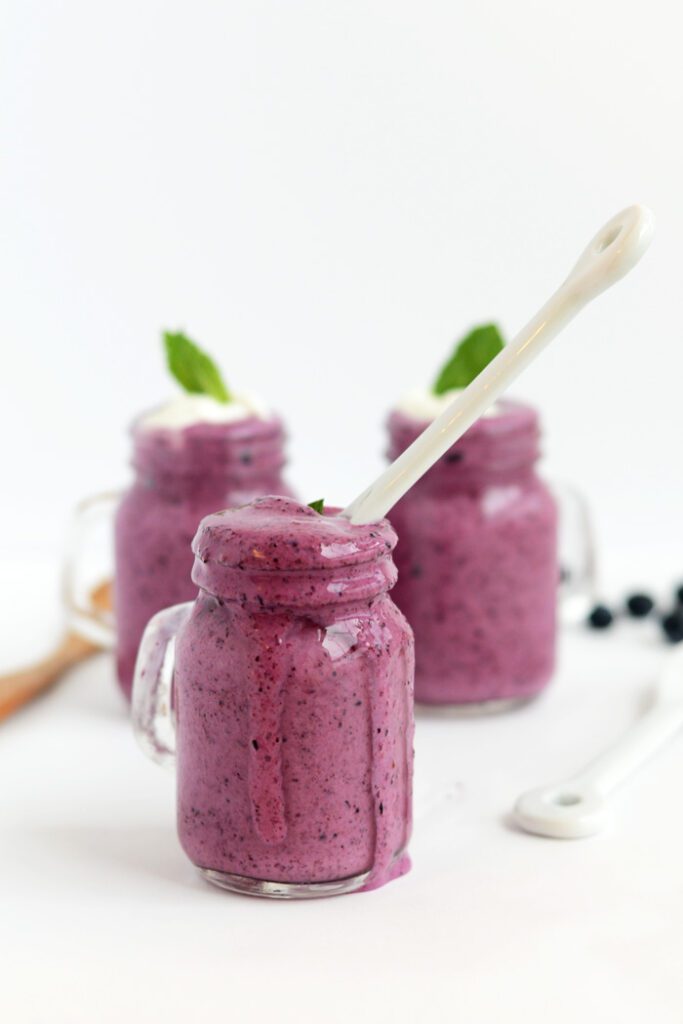 Three-Ingredient Blueberry Mint Frozen Yogurt