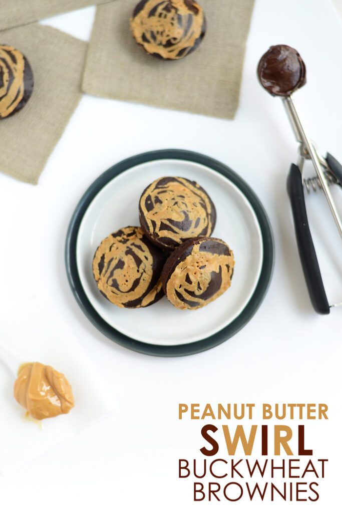 100-Calorie Peanut Butter Swirl Buckwheat Brownies