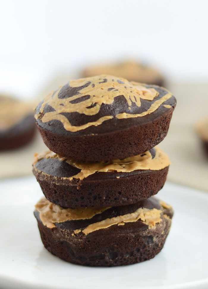 100-Calorie Peanut Butter Swirl Buckwheat Brownies