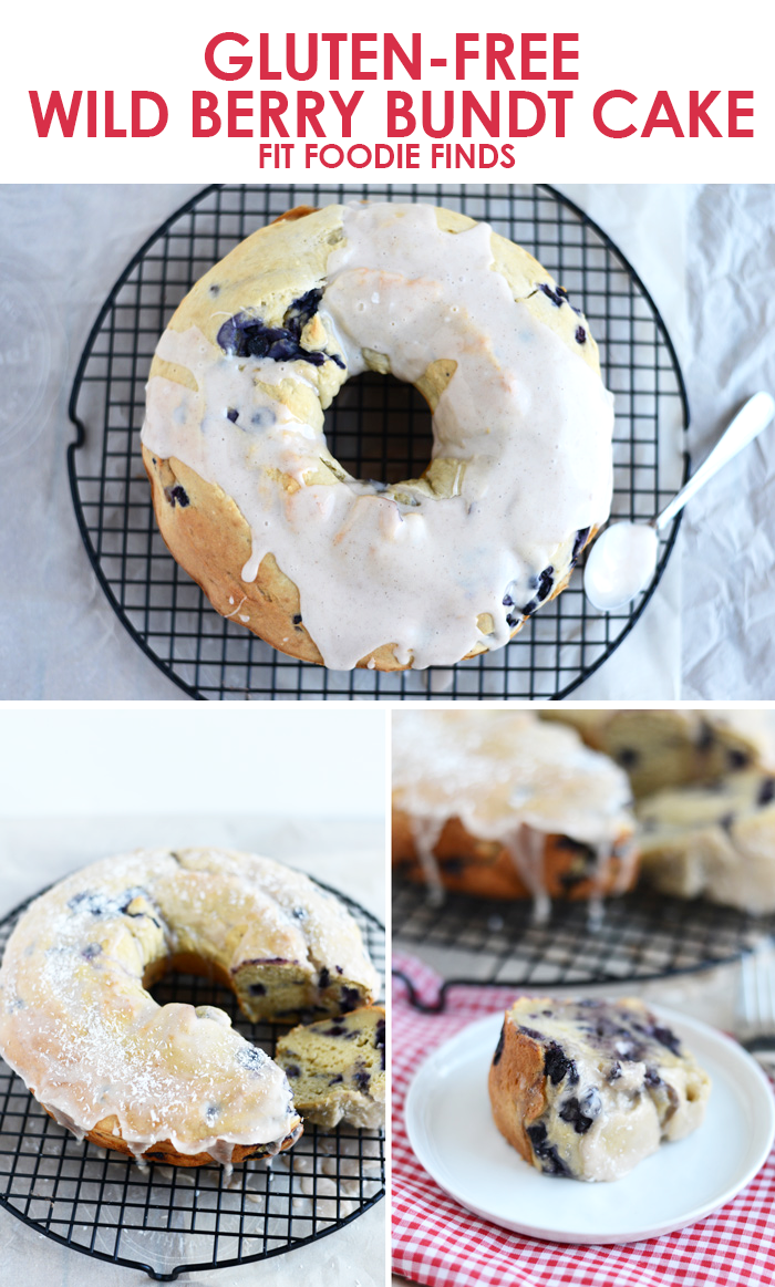 Gluten Free Wild Blueberry Bundt Cake with Almond Cinnamon Glaze