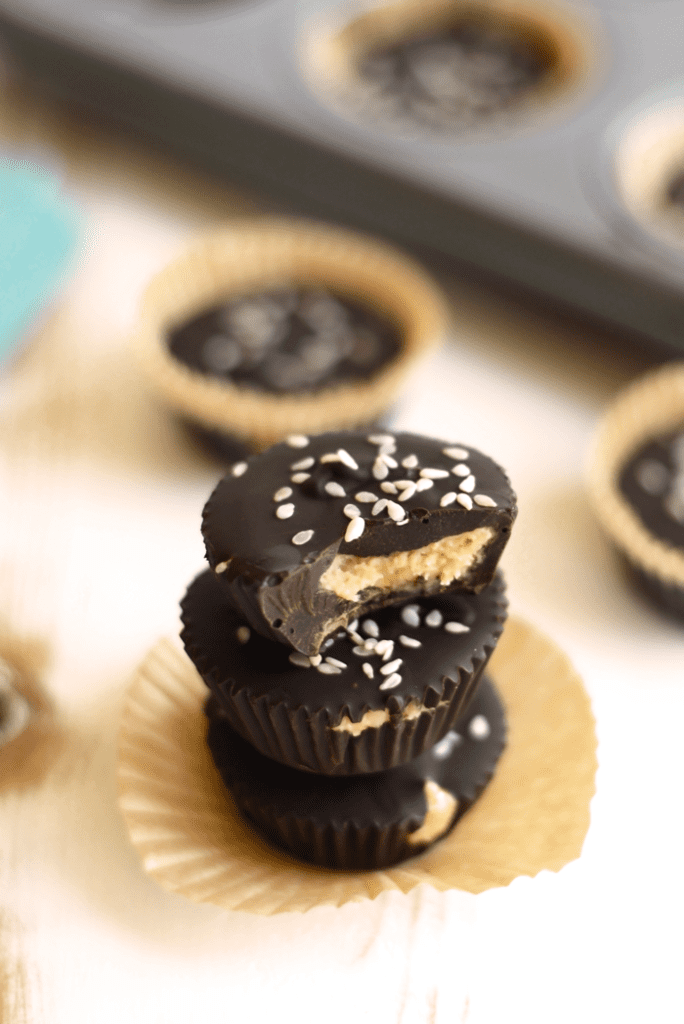 Maple Sesame Cashew Butter Cups a paleo, vegan, gluten-free homemade treat!