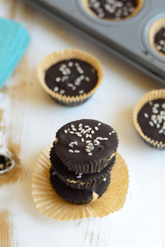 Maple Sesame Cashew Butter Cups a paleo, vegan, gluten-free homemade treat!