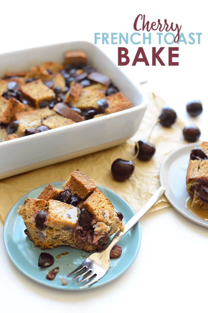 It's cherry season and time to spruce up a classic breakfast! Make this cherry french toast bake for an easy morning casserole the whole family will love!