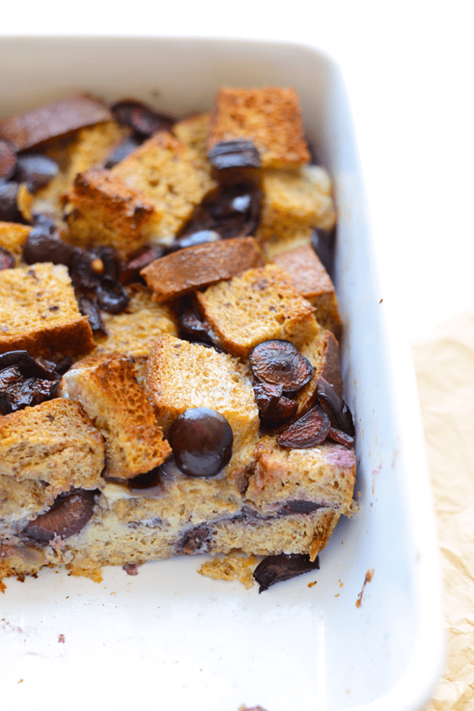 It's cherry season and time to spruce up a classic breakfast! Make this cherry french toast bake for an easy morning casserole the whole family will love!