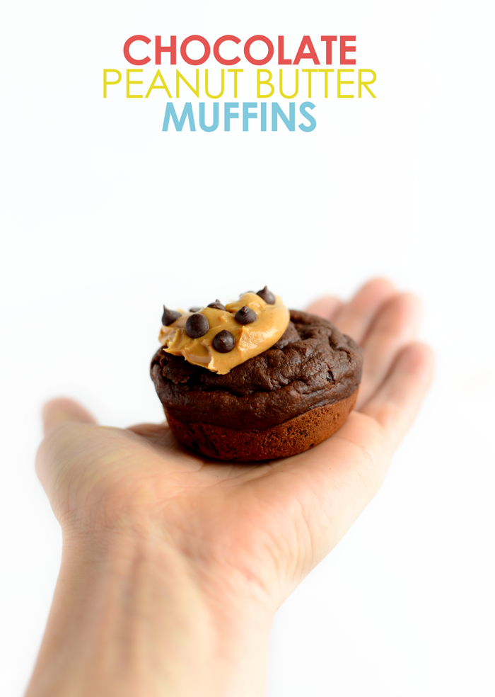 Make these healthy chocolate peanut butter muffins for a 100% whole-grain, no refined-sugar added snack or treat! They're gluten-free and 171 calories!