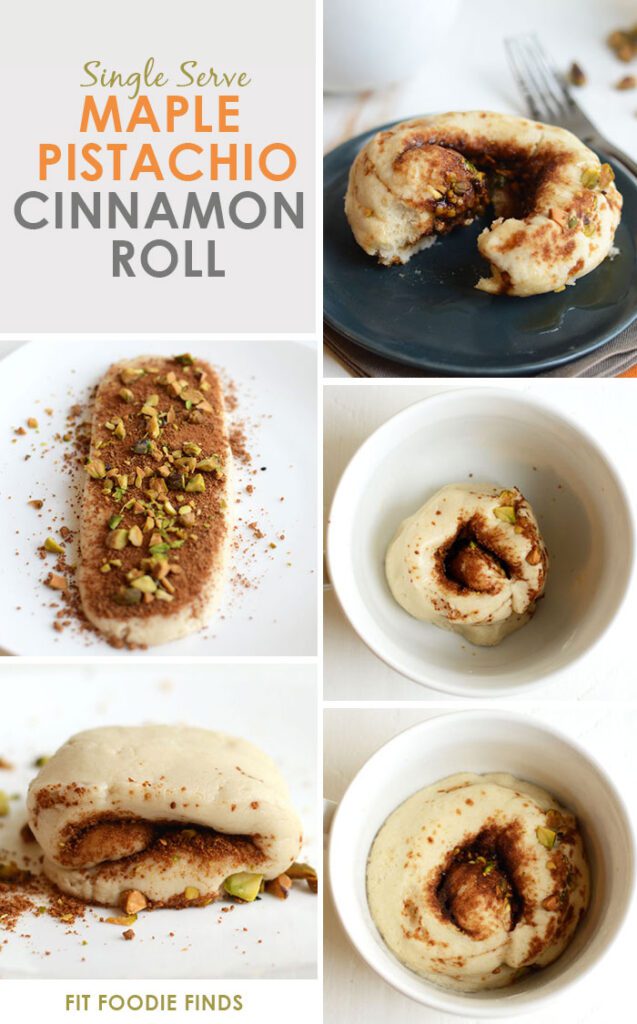 Skinny Single-Serve Maple Pistachio Cinnamon Roll #vegan #glutenfree