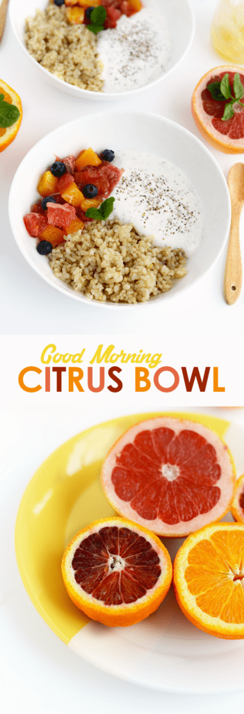 Get creative with breakfast and make this Citrus Breakfast Bowl made with chia yogurt, short grain brown rice, and your favorite citrus fruit!