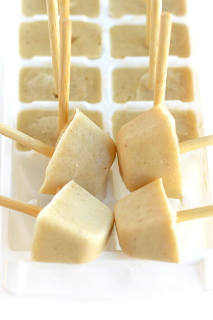 Ice Tray Banana Yogurt Pops with Dark Chocolate and Blue Diamond Almonds