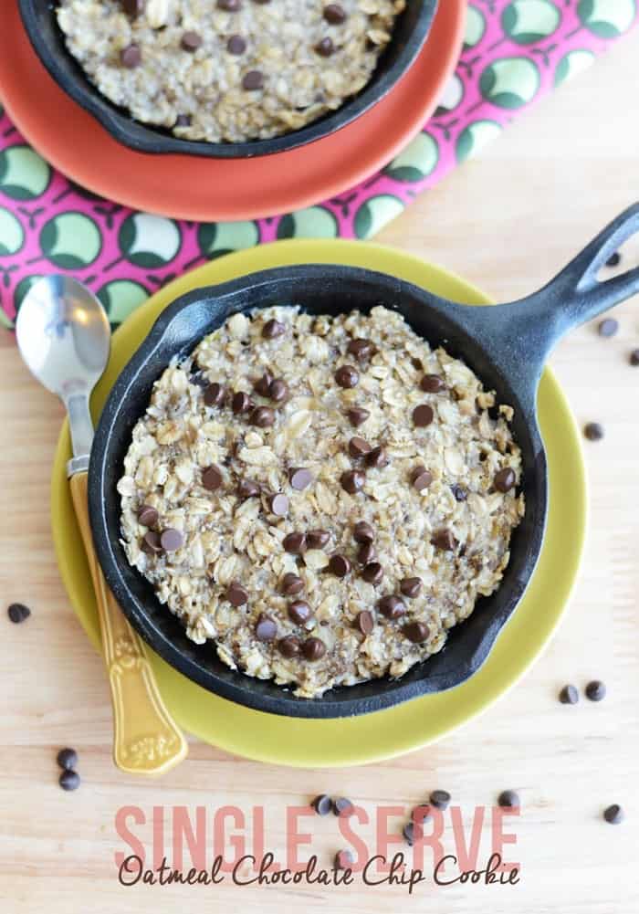 Single Serve Oatmeal Chocolate Chip Cookie #vegan #glutenfree #Fitfluential