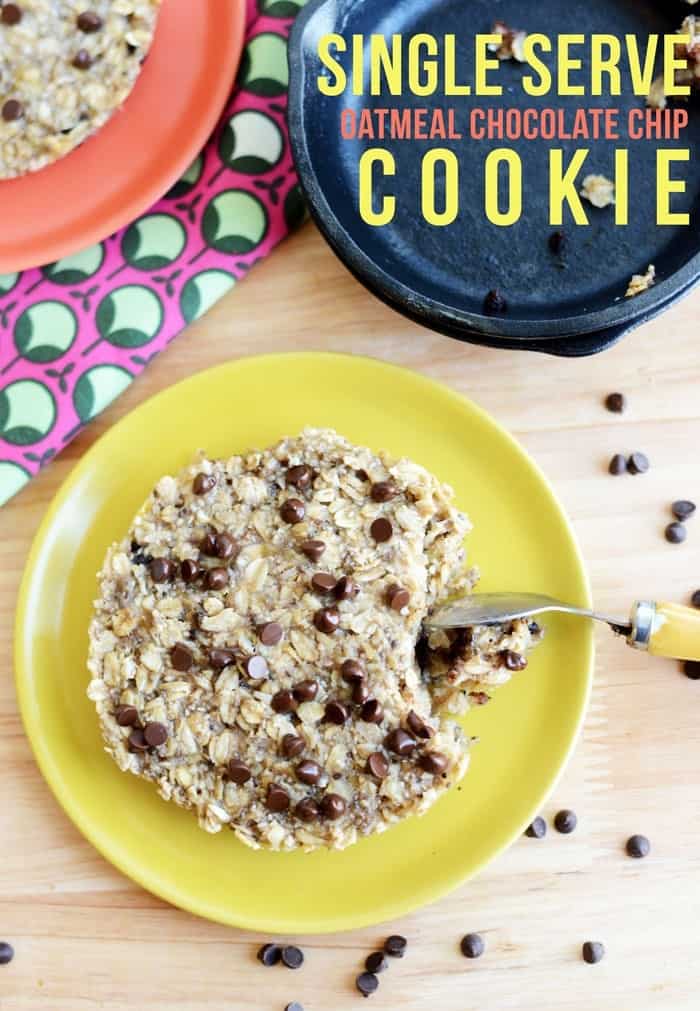 Single Serve Oatmeal Chocolate Chip Cookie #vegan #glutenfree #Fitfluential