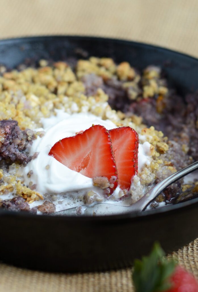 Strawberry Peach Quinoa Crumble with Coconut Whipped Cream