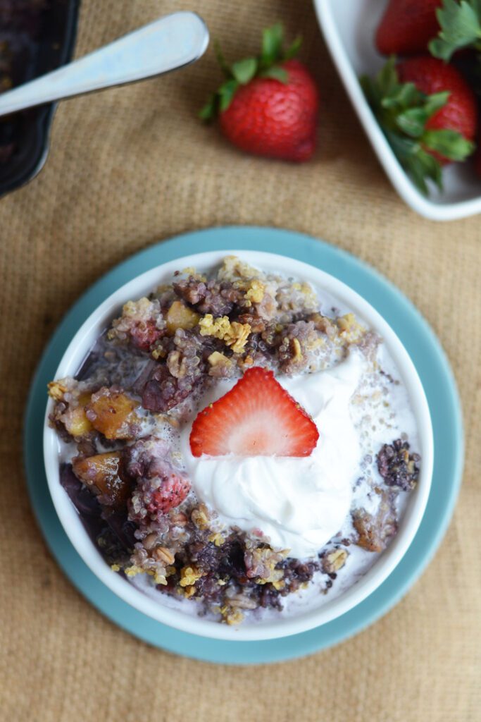 Strawberry Peach Quinoa Crumble with Coconut Whipped Cream