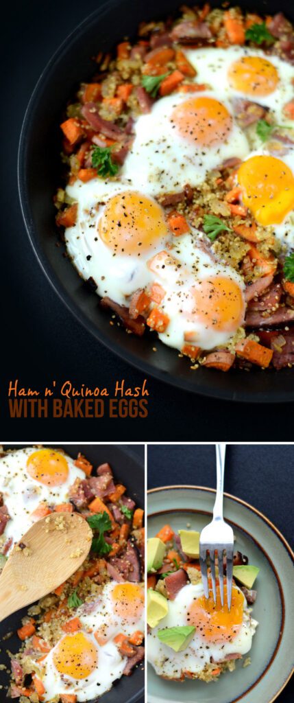 Ham n' Quinoa Hash with Baked Eggs