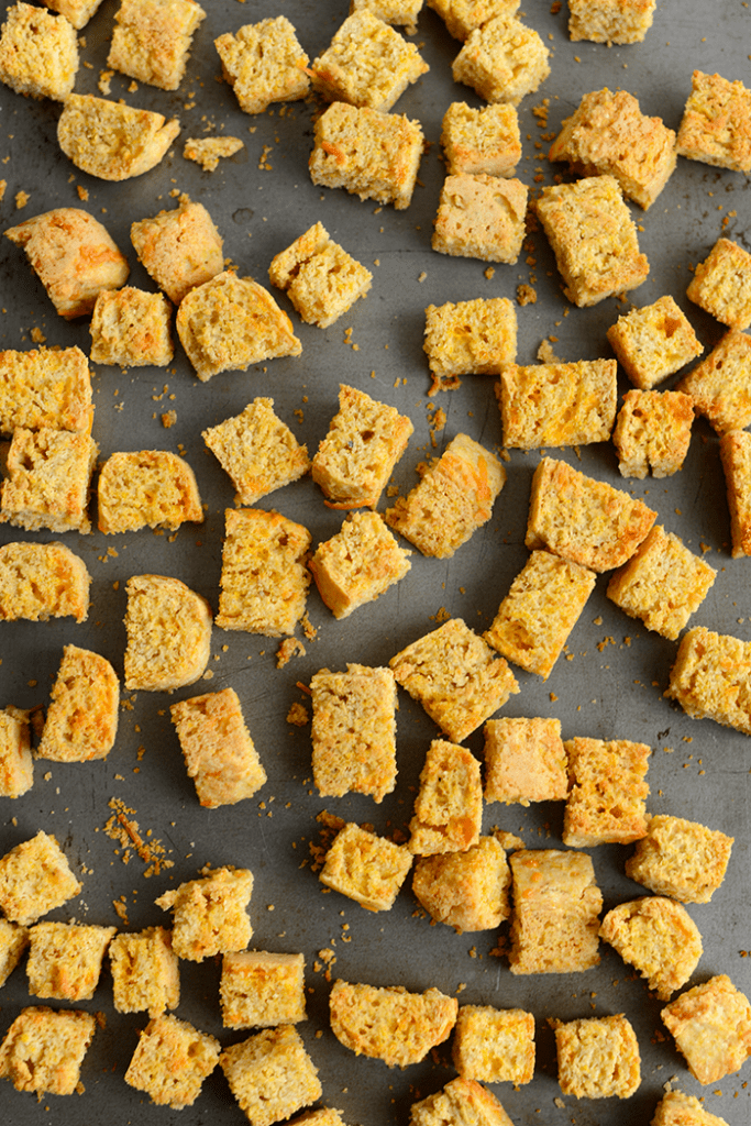 Gluten-Free Cheesy Cornbread Croutons