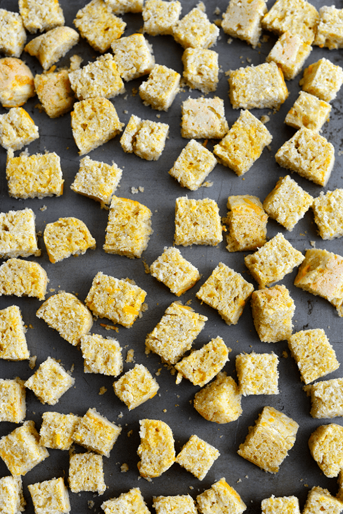 Gluten-Free Cheesy Cornbread Croutons