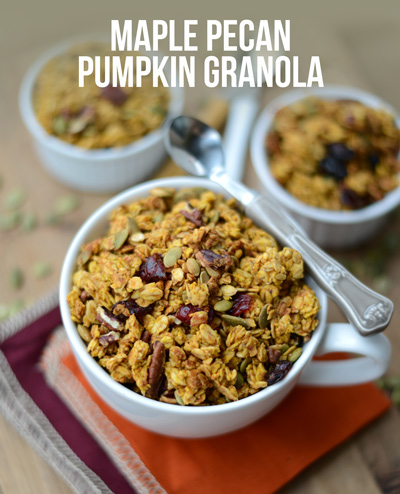 Get festive this fall and make this delicious maple pecan pumpkin granola for a flavorful autumn breakfast made with real ingredients! 