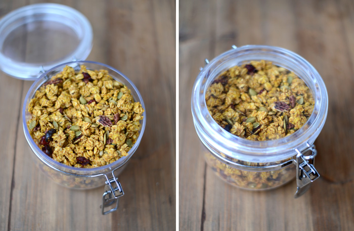 Get festive this fall and make this delicious maple pecan pumpkin granola for a flavorful autumn breakfast made with real ingredients!