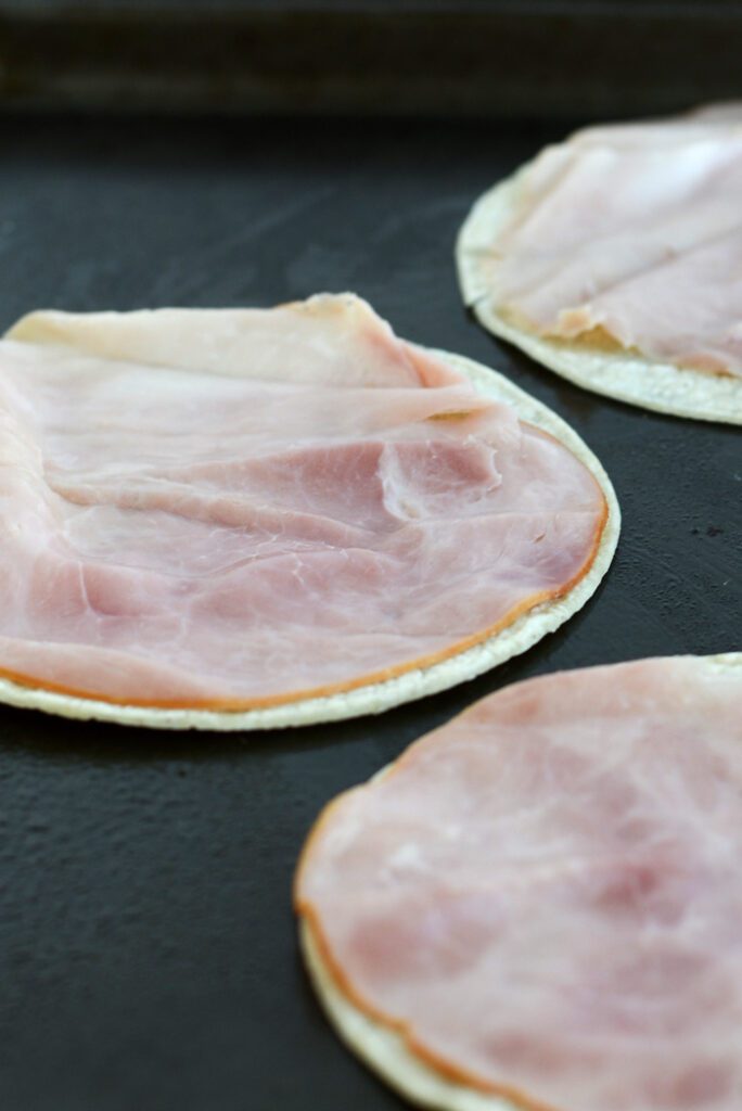 Ham and Egg Tostadas with Strawberry Peach Avocado Smash