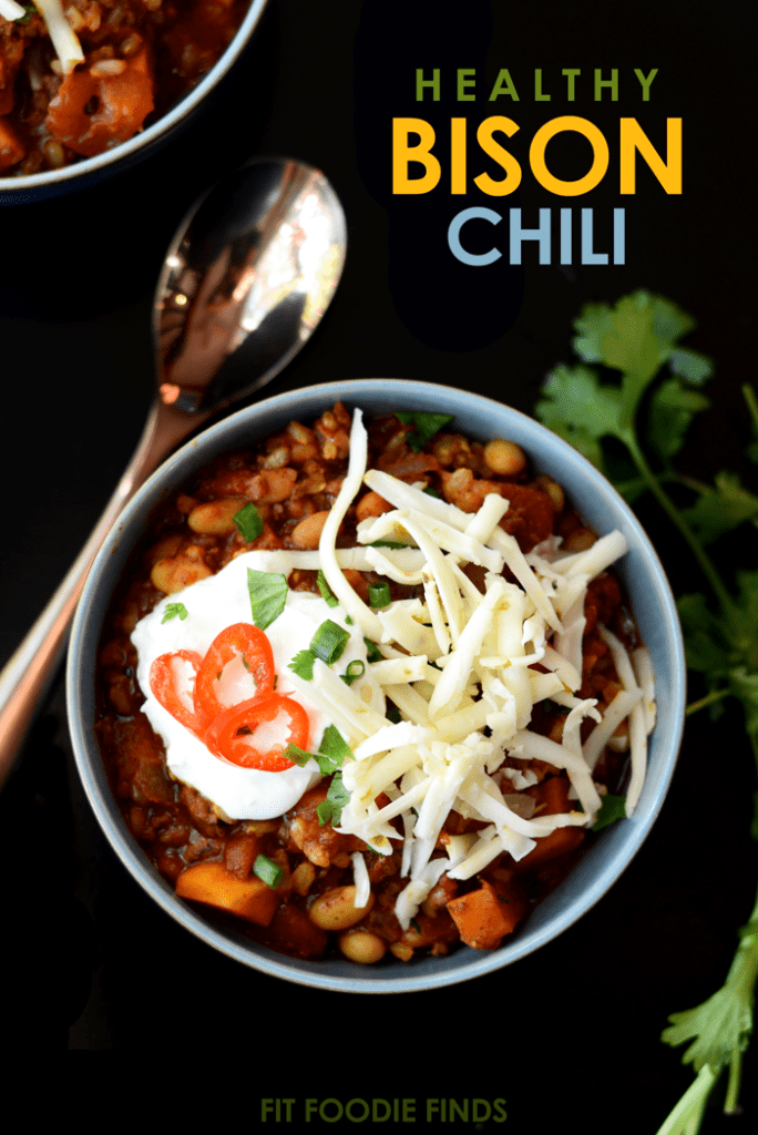 This Healthy Bison Chili is loaded with veggies, beans, and brown rice to make the hardiest, best-tasting chili ever!