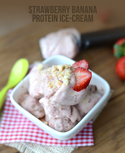 20 Minute Strawberry Banana Protein Ice Cream #ad #fitfluential #designerwhey #proteinpowder