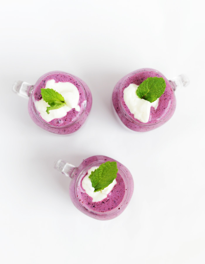 Three-Ingredient Blueberry Mint Frozen Yogurt