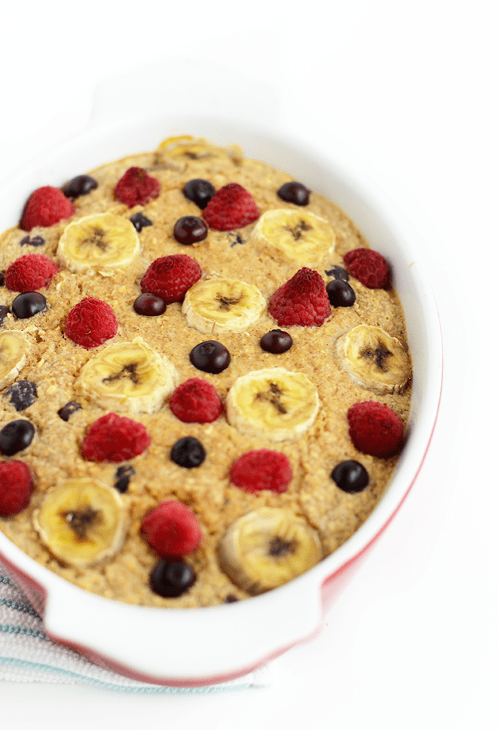 Spruce up your breakfast with this Banana Berry Baked Oatmeal. It's slow cooked in the oven and packed with flavor from fruit and a touch of honey!