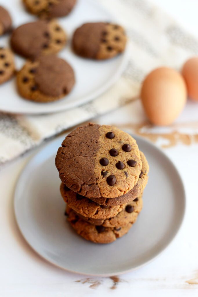 These paleo brookies are a fusion between a classic chocolate chip cookie and a brownie. Best part is- they're grain-free and high protein!