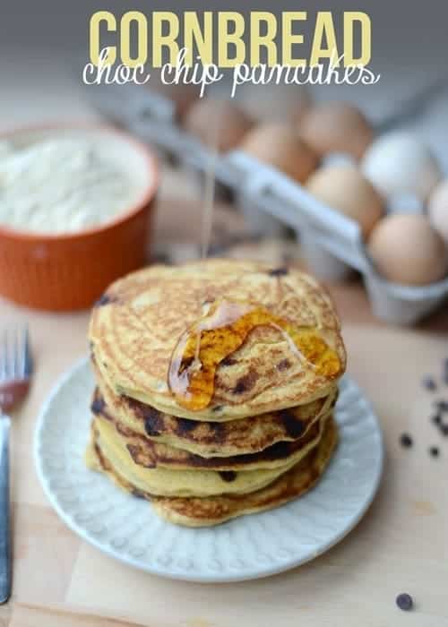 Cornbread Chocolate Chip Pancakes #glutenfree #fitfluential 